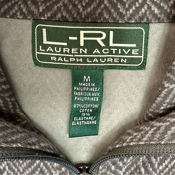 LRL Lauren Ralph Lauren Active Gray Herringbone Zip Jacket Sz Medium Gorpcore - Picture 6 of 10
